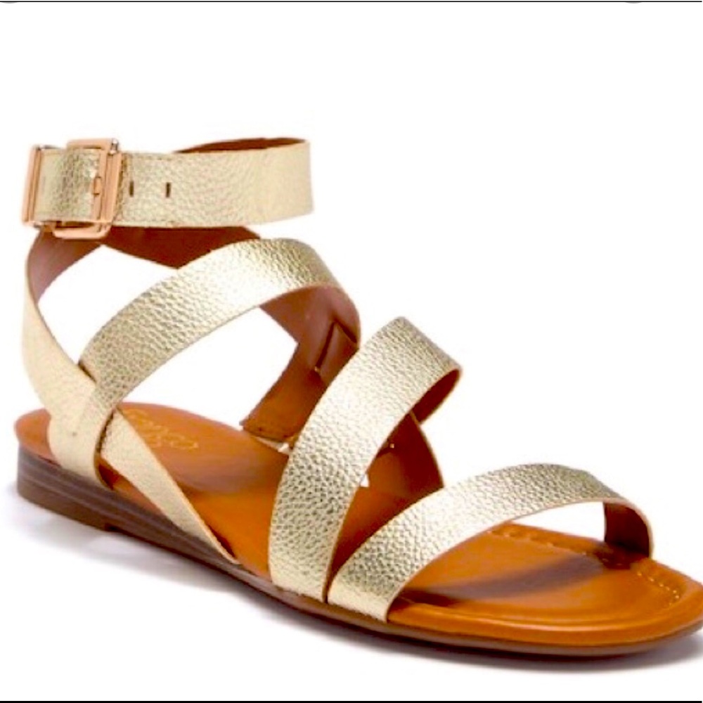 Franco Sarto, Gold Metallic Sandal, Size 8